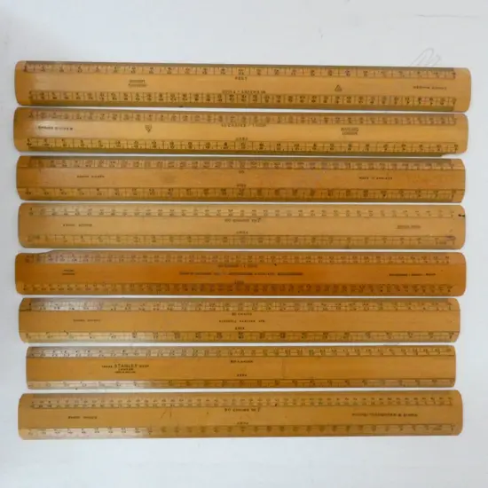 8 CASED SCALE RULES IN BOX, VARIOUSLY NAMED, INL COOKE, TROUGHTON & SIMMS AND STANLEY